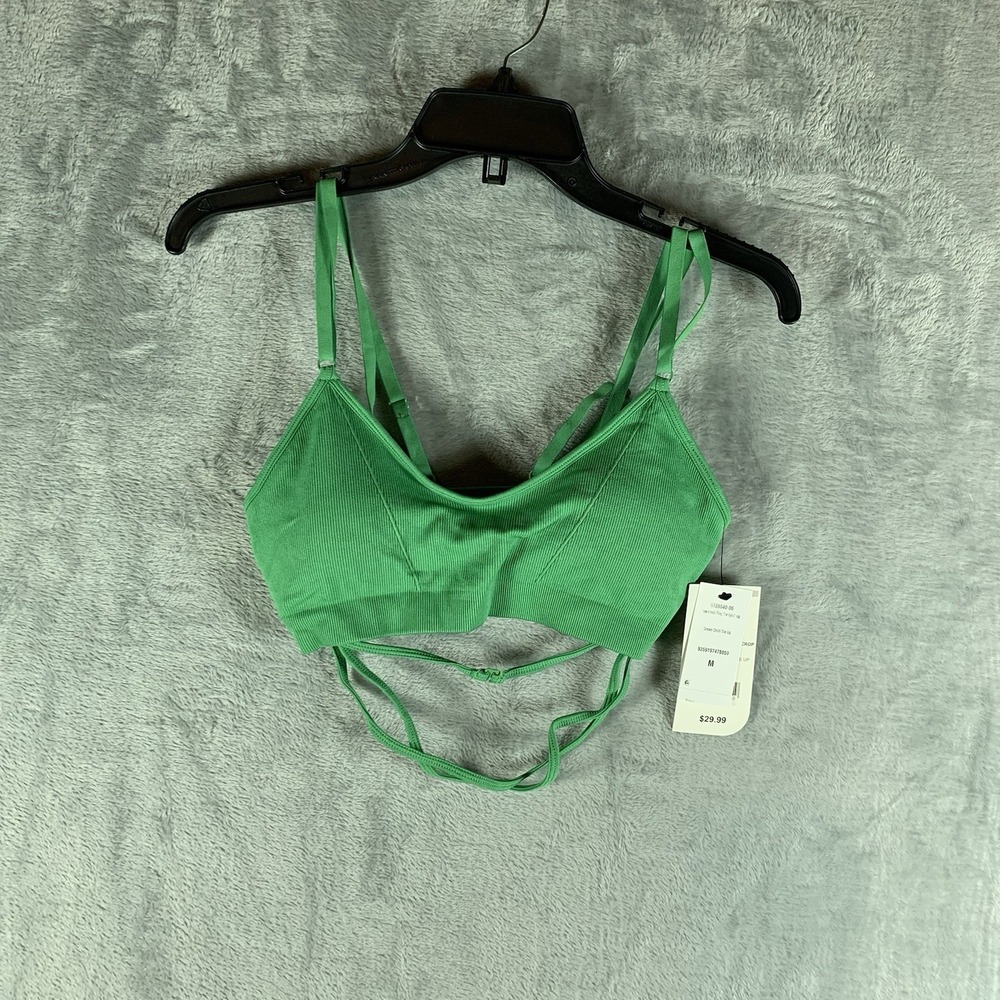 Cotton On Body Women's Sports Bra Seamless Tiny Tie Up Crop‎ Green Chile M